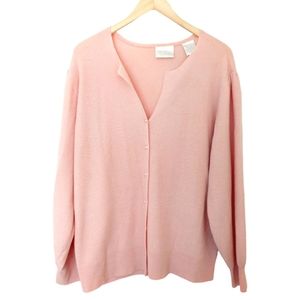 Elisabeth Williams by Blair Lambswool Angora Pink Button Down Sweater, size XL